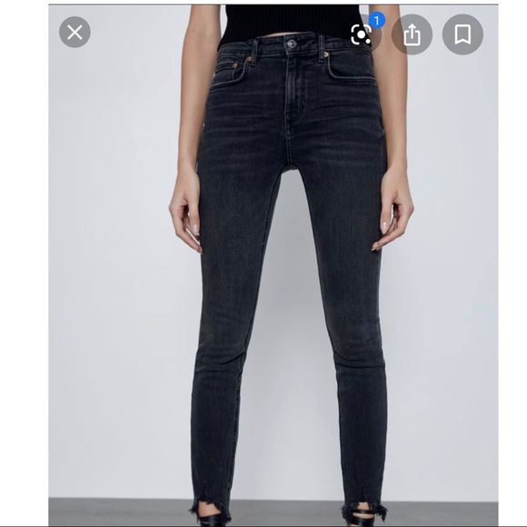 Zara Denim - Zara Premium Washed Out Black High-Rise Jeans 10